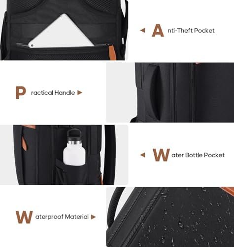 Travel Backpack, 17Inch Laptop Backpack, Carry-on Approved Bag for Men & Women, Waterproof Luggage with Packing Cubes, Shoe Pocket, Personal Item Size for Flights - Image 5