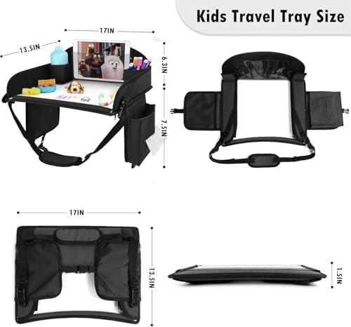 Kids Travel Tray, Kid Travel Tray, Travel Tray for Kids Car Seat, Car Tray for Kids with Drawing Kit, Carseat Tray for Toddler, Kids Road Trip Essentials for Airplane, Black - Image 3