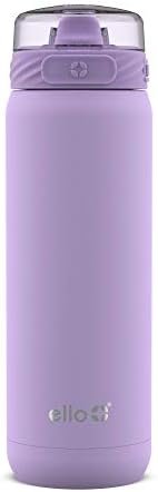 Ello Cooper 22oz Stainless Steel Water Bottle with Straw and Carry Handle, Double Walled and Vacuum Insulated Metal, Leak Proof Locking Lid with Soft Silicone Spout, Reusable, BPA Free, Lilac