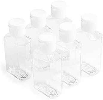 | Empty Clear Travel Refillable Flip-Top Bottles - BPA/No Parabens, 60millileter/2ounce - Set of 6