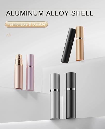 Refillable Portable Mini Perfume Atomizer for Travel, 5ml Luxury Empty Leakproof Pump Perfume Spray bottle Atomizer for Man and Woman (Y-Champaign Gold) - Image 2