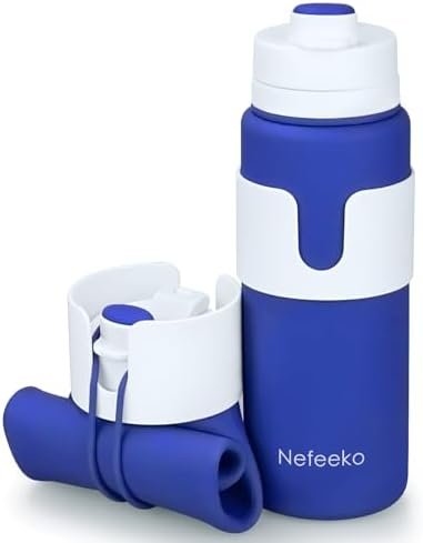 Nefeeko Collapsible Water Bottle, BPA Free 26oz Foldable Water Bottle for Travel Sports, Leak-Proof Spill-Proof Portable Water Bottles with Carabiner, Lightweight