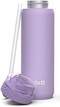 Ello Cooper 22oz Stainless Steel Water Bottle with Straw and Carry Handle, Double Walled and Vacuum Insulated Metal, Leak Proof Locking Lid with Soft Silicone Spout, Reusable, BPA Free, Lilac - Image 4