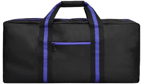 150L Large Duffle Bag, 37” Foldable Weekender Bag, Lightweight Travel Bag for Overnight Camping, Storage, Water Resistant Duffel Holdall Bag for Men Women, Blue