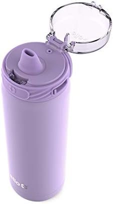 Ello Cooper 22oz Stainless Steel Water Bottle with Straw and Carry Handle, Double Walled and Vacuum Insulated Metal, Leak Proof Locking Lid with Soft Silicone Spout, Reusable, BPA Free, Lilac - Image 2