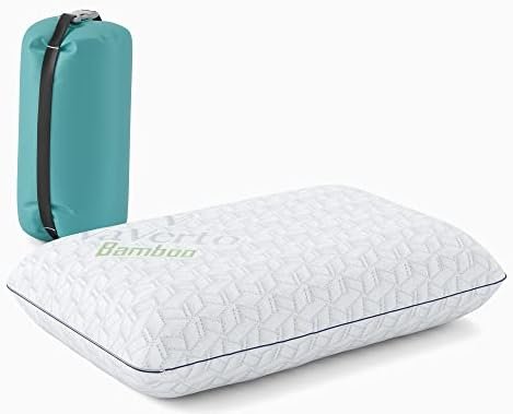 Vaverto Small Memory Foam Bed Pillow for Camping - Compressible Medium Firm, Breathable Cover, Machine Washable, Ideal Backpacking