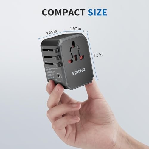 EPICKA Universal Travel Adapter, International Power Plug Adapter with 3 USB-C and 2 USB-A Ports, All-in-One Worldwide Wall Charger for USA EU UK AUS (TA-105C, Black) - Image 7