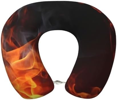 Fire Flame Smoke Memory Foam Travel Pillow Soft Comfortable Neck Pillow U-Shaped Head Support Pillow Travel Accessories for Sleeping Rest Airplane Car and Office