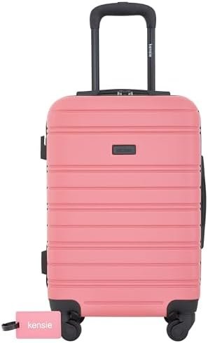 kensie Peonies Hardside Carry-On Luggage with ID Tag, Flowering Ginger, 22-Inch