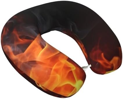 Fire Flame Smoke Memory Foam Travel Pillow Soft Comfortable Neck Pillow U-Shaped Head Support Pillow Travel Accessories for Sleeping Rest Airplane Car and Office - Image 2