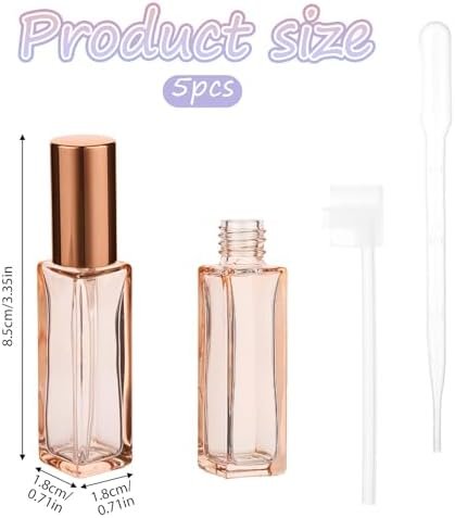 5Pcs 10ML Perfume Travel Refillable,Travel Perfume Bottle Refillable Mini Spray Bottles Glass Empty Perfume Spray Bottles Portable Leakproof Atomizer for Perfume Cosmetics Essential Oil - Image 2