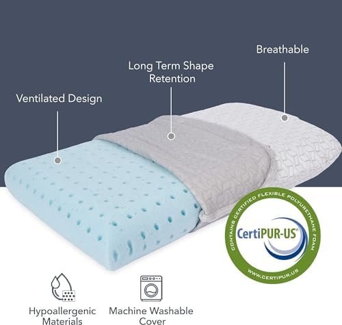 Vaverto Small Memory Foam Bed Pillow for Camping - Compressible Medium Firm, Breathable Cover, Machine Washable, Ideal Backpacking - Image 2