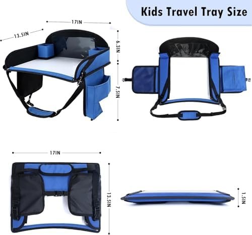 Kids Travel Tray, Kid Travel Tray, Travel Tray for Kids Car Seat, Car Tray for Kids with Drawing Kit, Carseat Tray for Toddler, Kids Road Trip Essentials for Airplane, Blue - Image 3