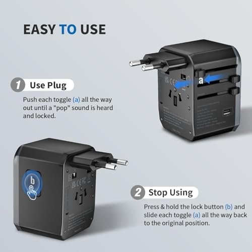 EPICKA Universal Travel Adapter, International Power Plug Adapter with 3 USB-C and 2 USB-A Ports, All-in-One Worldwide Wall Charger for USA EU UK AUS (TA-105C, Black) - Image 6