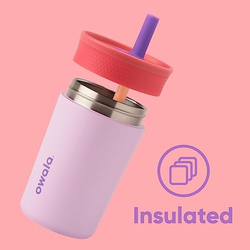 Owala Kids Insulation Stainless Steel Tumbler with Spill Resistant Flexible Straw, Easy to Clean, Kids Water Bottle, Great for Travel, Dishwasher Safe, 12 Oz, Navy and Blue (Home Base) - Image 2