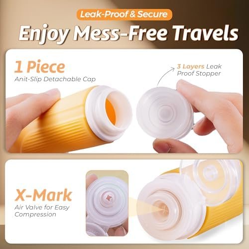 3 Oz Silicone Travel Bottles for Toiletries - Set of 5 TSA Approved Travel Bottles Leak Proof & Squeezable - Toiletry Bottles with Zipper Bag & Stickers for Shampoo Conditioner Lotion (Brown) - Image 3