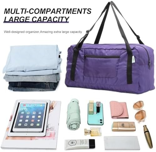 HOLYLUCK Foldable Travel Duffel Bag For Women & Men Luggage Great for Gym (Purple) - Image 3