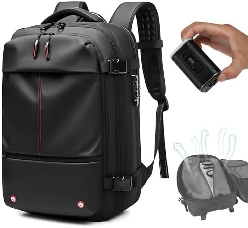 Vacpack Backpack, Air Backpack With Pump, 60L Expandable Backpack with Vacuum Compression, Anti Theft Vacpack Travel Vacuum Backpack (black)