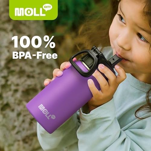 Kids Insulated Water Bottle with Straw-18 oz Stainless Steel Double Wall Vacuum Wide Mouth Water Bottle for School-Metal Travel Water Flask with Silicone Boot (Grass Green) - Image 8