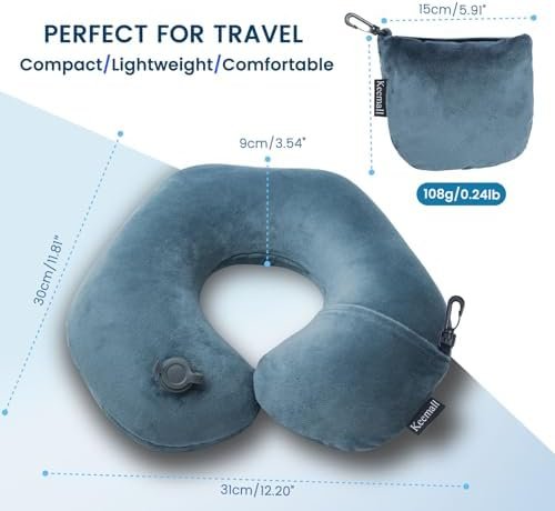 Inflatable Travel Neck Pillow for Airplane Train Car Washable Pillowcase U Shaped Office Napping Pillow - Image 7