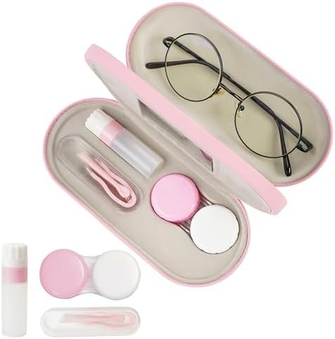 Eyeglass Case Double Sided Portable Contact Lens Box 2 in 1 Multifunction With Tool