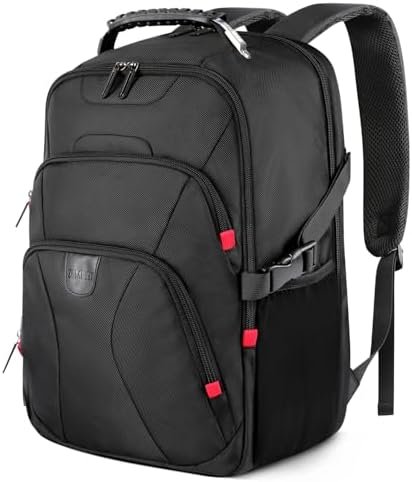 ZOMFELT Travel Backpack, 15.6 inch Laptop Backpack for Men Women, Water Resistant College School Computer Bag, Carry On Bag Airline Approved Business Work Bag, Laptop Bag for Work Trip Gift, Black