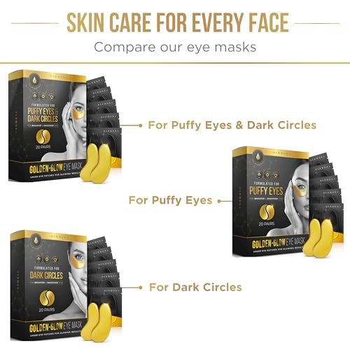 DERMORA Golden Glow Under Eye Patches (20 Pairs Eye Gels) - Rejuvenating Treatment for Dark Circles, Puffy Eyes, Refreshing, Revitalizing, Travel, Wrinkles - Image 9