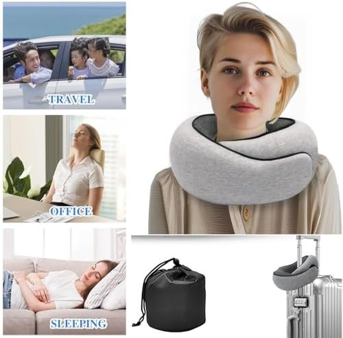 Travel Pillows for Airplanes,Premium Memory Foam Travel Pillow, Removable Washable Neck Pillow Cover， Suitable for Airplanes,Offices and Cars - Image 3