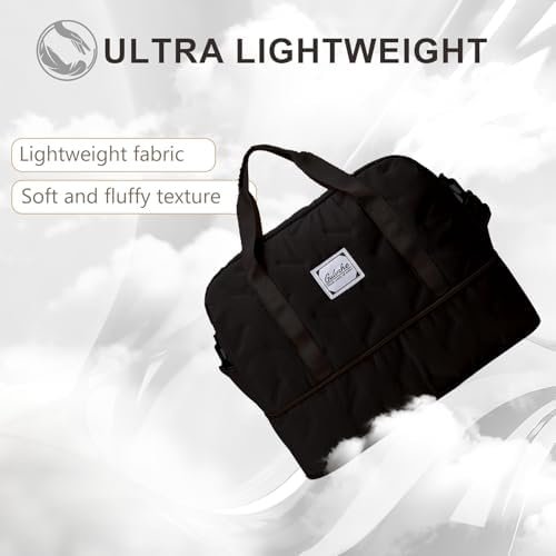 Weekender Bag for Women Gym Bag for Men Travel Duffel Carry on Overnight Bag Foldable Personal Item Bag with Wet Pocket Toiletry Makeup Bag for Sport Yoga Dance Trips Hospital - Image 5