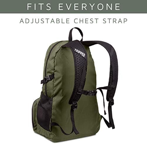 TRIPPED Travel Gear Traveling Backpack- Foldable collapsible lightweight backpack for travel (Green) 35 liters - Image 7