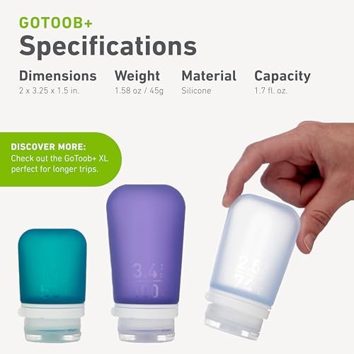 humangear GoToob+ (Small) | Refillable Silicone Travel Bottle | Locking Lid | Food-Safe Material | Pink, Small (1.7 fl.oz; 53ml) - Image 5