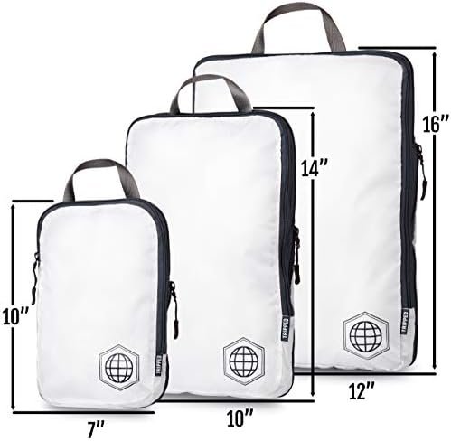 Extra Large Compression Packing Cube 6 Piece Set for Travel and Check Luggage by TRIPPED Travel Gear (White/Grey) - Image 4