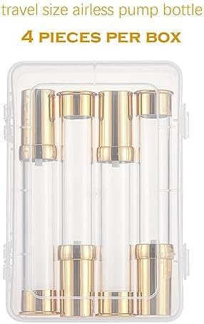 Golden Airless Pump Bottle Travel Set with Box Refillable Empty Cosmetic Pump Bottle Vacuum Bottles for Liquids Such as Hand Soap,Toner,Foundation,Hair Oil,Lotion and Cream(1oz/30ml,4 Pack) - Image 2