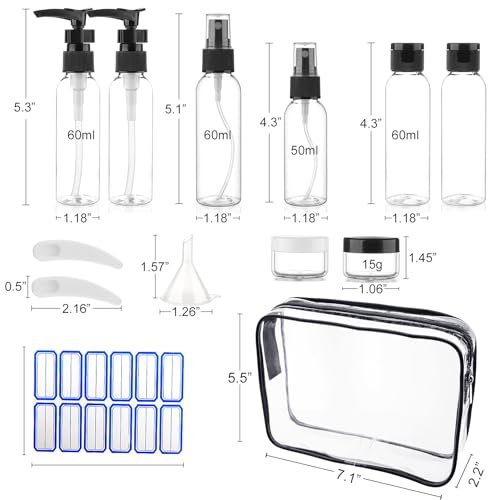 Cosywell Travel Size Bottles for Toiletries 13 Pack 2oz TSA Approved Toiletry Bottles Leak Proof Travel Kit for Women Men TSA Clear Toiletry Bag Shampoo Lotion Skincare Cosmetic Container - Image 2