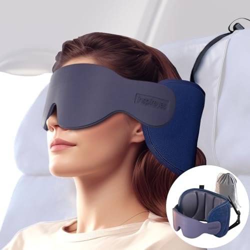 Travel Pillows for Airplanes, FSA HSA Eligible Approved Travel Accessories for Long Flight, Car Travel Pillow for Kids, Eye Mask for Sleeping Airplane, Dark Grey