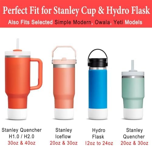 KTKUDY 2Pcs Silicone Boot for Stanley Quencher Tumbler H2.0 30 oz 40 oz & IceFlow 20 oz 30 oz & Intended for Hydro Flask Water Bottle 12-24 oz - Protective Cup Bottom Accessories Fits Stanley Cup - Image 2