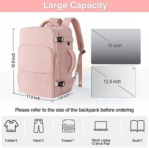 Travel Backpack for Women, Flight Approved Carry On Backpack with USB Charging Hole, Lightweight Travel Bag, Waterproof Causal Bookbag for College, Travel, Work - Image 7