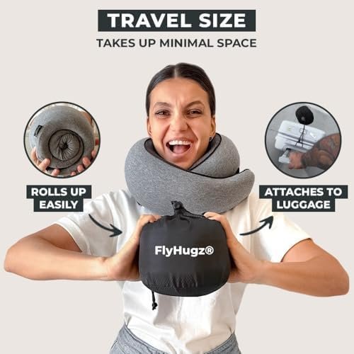 FlyHugz® Neck Travel Pillow | Memory Foam Neck Pillow for Comfort on Airplane | Compact and Ergonomic Design for Travel, Car Rides, and Home Use | Ideal for Adults and Kids - Image 4