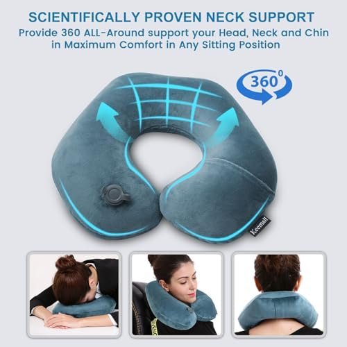 Inflatable Travel Neck Pillow for Airplane Train Car Washable Pillowcase U Shaped Office Napping Pillow - Image 4