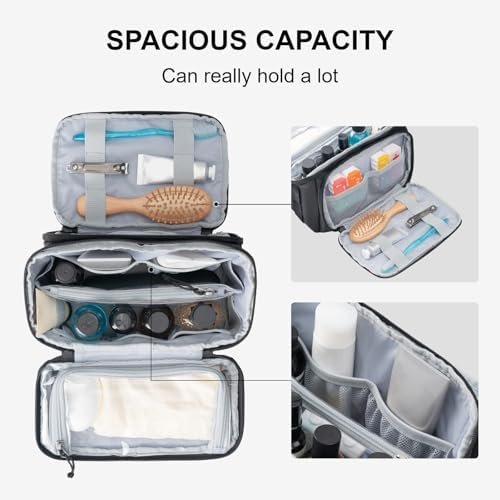 Everfun Travel Toiletry Bag for Men and Women Dopp Kit Wide Open Makeup Cosmetic Organizer Water-resistant Shaving Bag for Toiletries Accessories - Image 5