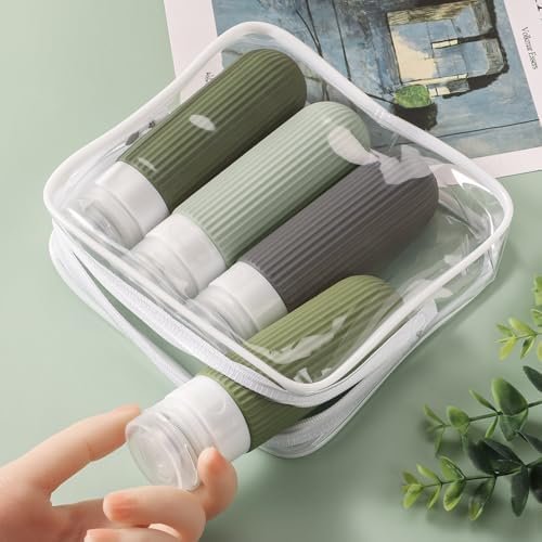 ME.FAN Travel Bottles for Toiletries, TSA Approved 3oz Silicone Travel Size Containers/Portable Split Bottle, Travel Accessories for Conditioner, Shampoo, Lotion - 4 Pack Desert Sage - Image 7