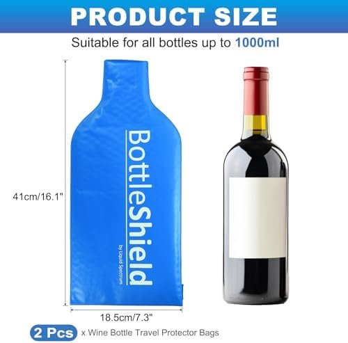 uxcell 2PCS Wine Bottle Travel Protector Bags, PVC Wine Bags for Travel Transport Drop and Spill Resistant Reusable Wine Bottle Protector(Blue) - Image 2