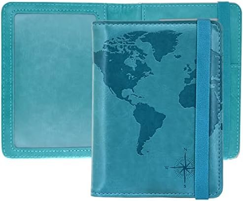 kandouren Passport and Vaccine Card holder Cover Case,Travel Accessories for Men and Women, Passport Wallet with Vaccine Card Protector Slot(green map)