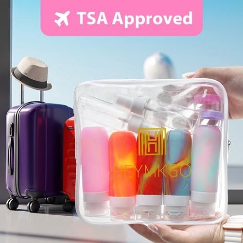 HEYMKGO 24 Pack Travel Bottles Set for Toiletries with Bag Label Tsa Approved 3oz Silicone Travel Containers Leak Proof Shampoo and Conditioner Bottles Jars Kit - Image 6