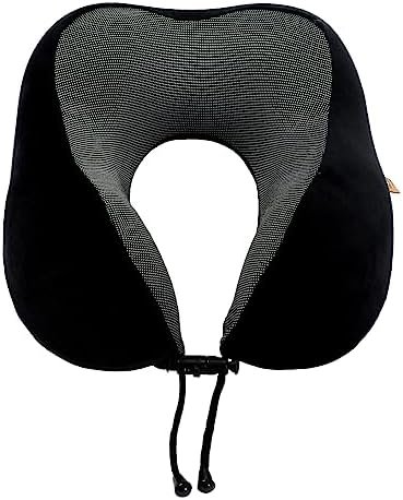 Memory Foam Travel Pillow, Neck Pillow with 360-Degree Head Support, Comfortable and Lightweight, Ideal for Sleeping on Airplane, Car, Train, Bus and Home Use, Comes with Storage Bag (Black) - Image 2