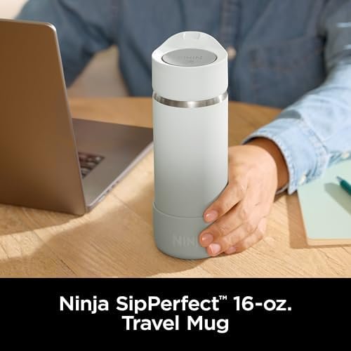 Ninja, Travel Mug, Sip Perfect 16oz, Brings Hot Drinks to Sippable Temperature in Minutes, Stainless Steel, Leak Proof, Dishwasher Safe, Metal Insulated Tumbler, White, DW1603WH - Image 2