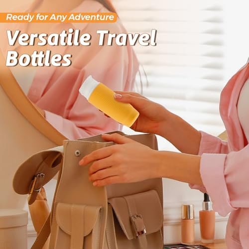 3 Oz Silicone Travel Bottles for Toiletries - Set of 5 TSA Approved Travel Bottles Leak Proof & Squeezable - Toiletry Bottles with Zipper Bag & Stickers for Shampoo Conditioner Lotion (Brown) - Image 8