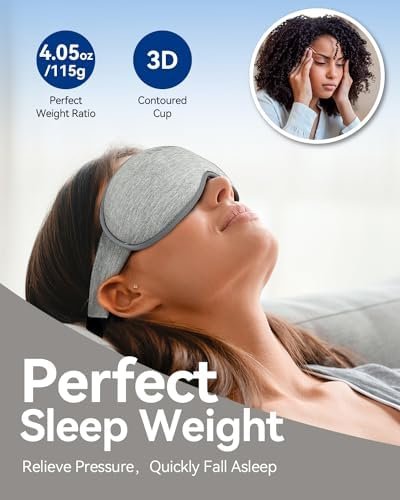 Weighted Eye Mask for Sleeping - Blackout Sleep Mask for Women Men, FACEMOON Lash Extension Eye Covers, Memory Foam, 3D Contoured, Airplane Travel Essentials, Blindfold for Meditation(Gray) - Image 3