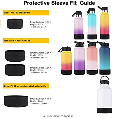 bottlebottle Protective Silicone Sleeve Fit 12-64oz for Hydro Sports,Simple Modern,Takeya,MIRA, Iron Flask and Other Brand Water Bottle, BPA Free Anti-Slip Bottom Sleeve Cover - Image 3