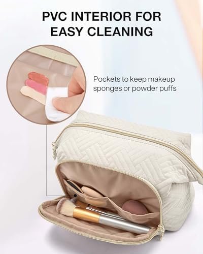 BAGSMART Travel Makeup Bag, Cosmetic Bag Make Up Organizer Case,Large Wide-open Pouch for Women Purse for Toiletries Accessories Brushes - Image 3